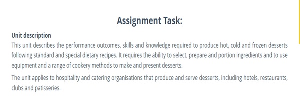 Certificate III in patisserie assignment help sample assignment