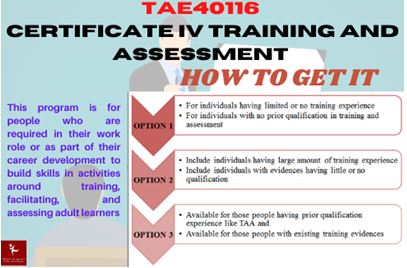 TAE40116 Certificate IV Training and assessment assignment help process