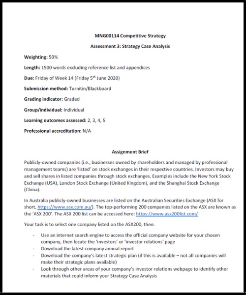 c11cs competitive strategy assessment answers sample assignment