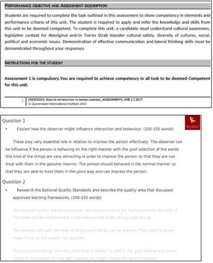 chcece023 analyse information to inform learning assessment answers sample assignment