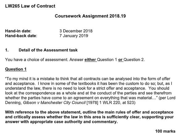 contract law assignment samples assignment