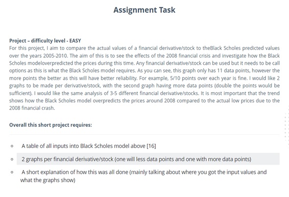 investment and derivatives assignment help sample assignment