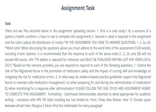 medication management for nurses assignment help sample assignment