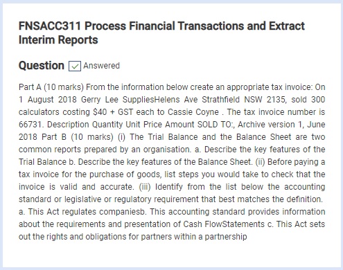 FNSACC311 assessment answers 2