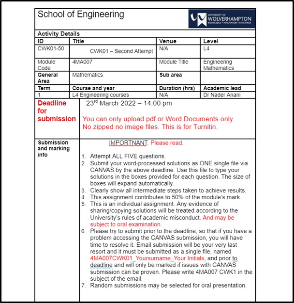 4MA007 Assessment Answers 2