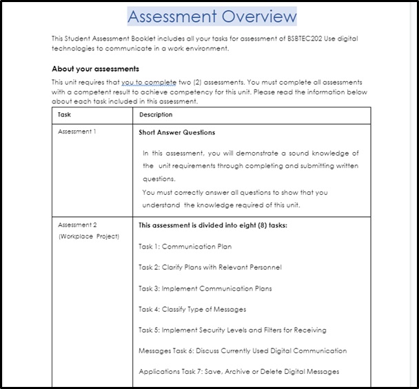 BSBTEC202 assessment answers1